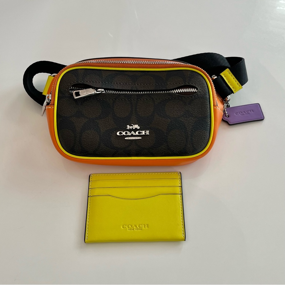 Coach Neon Belt Bag and Card Holder